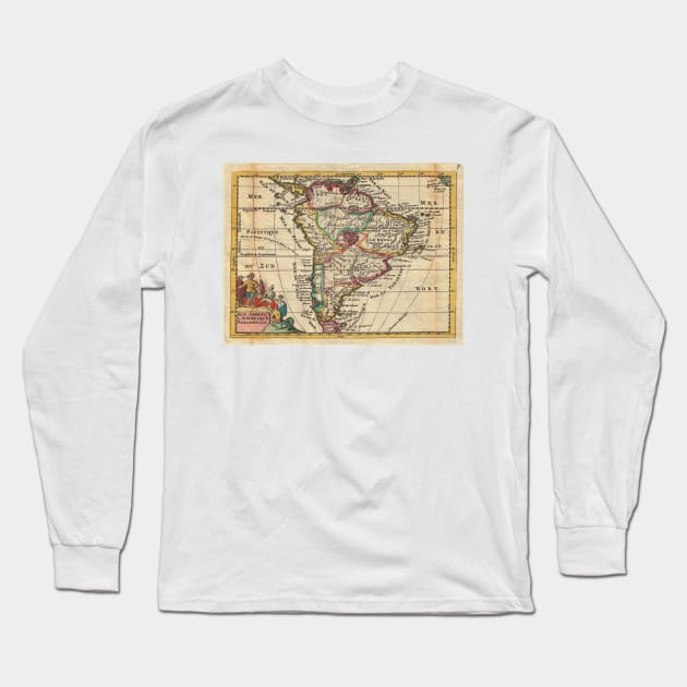 Vintage Map of South America (1747) Long Sleeve T-Shirt by Bravuramedia